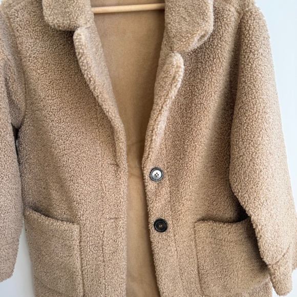 ZARA Double Sided Sherpa Brown Mid Coat - Picture 2 of 4